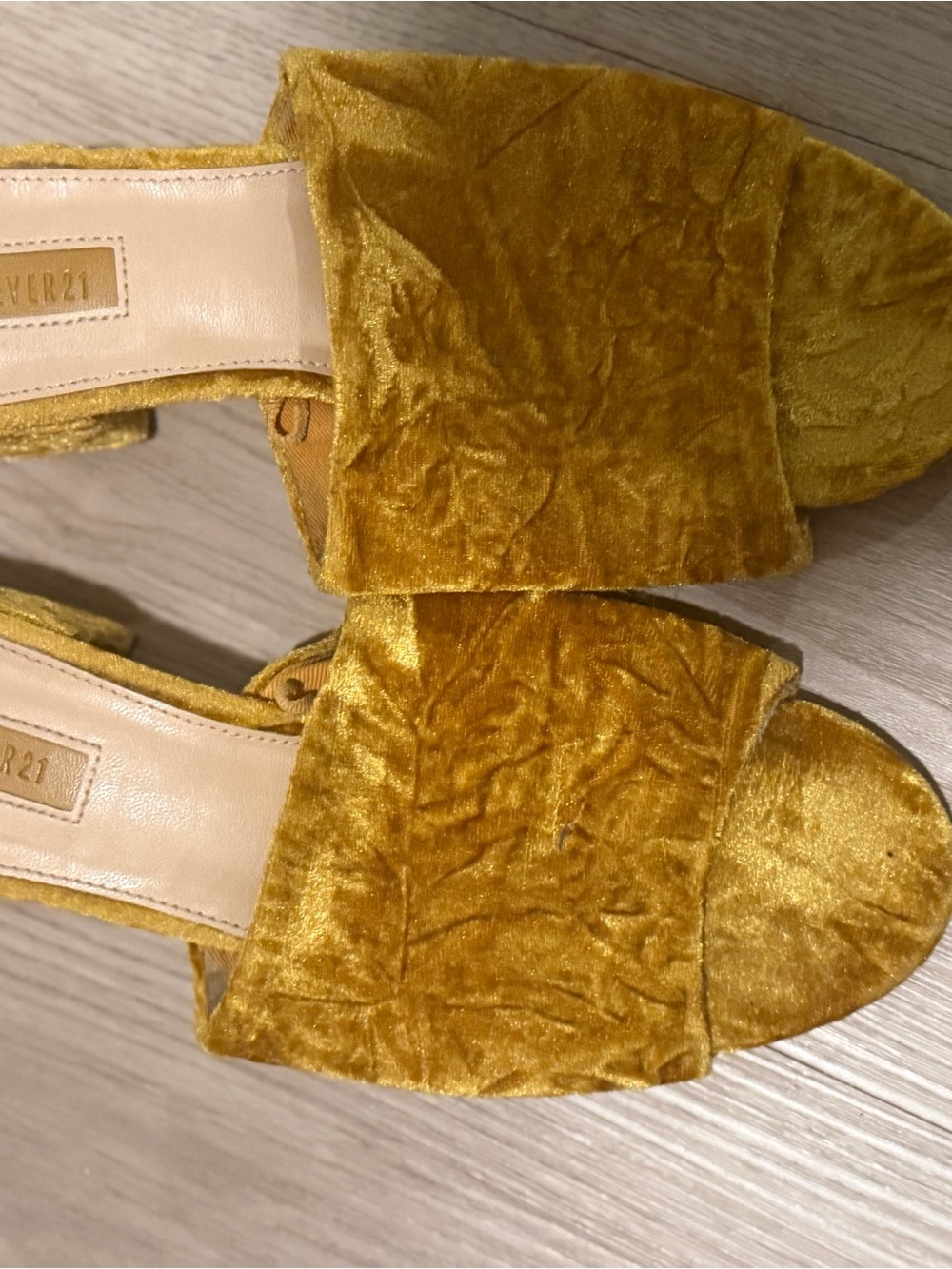 Women’s Velvet Slide Mule Sandals in Mustard